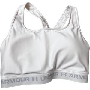 Under Armour Crossback Mid Compression Sports Bra, White, Size 2XL, NWT